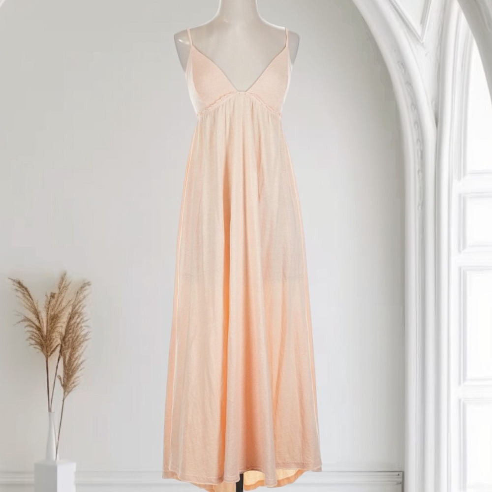 Free People Beach Women's XS Maxi Dress Organic Cotton/Linen Adjustable Straps
